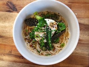 Noodle Soup in a bowl with toppings